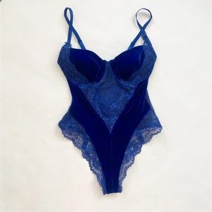 Vintage Victoria’s Secret blue velvet bodysuit